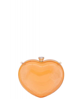 Transparent Heart Shaped Clutch Bag 6319 ORANGE